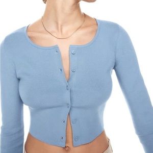 Artizia Sunday Best Blue Cropped Button Up Cardigan